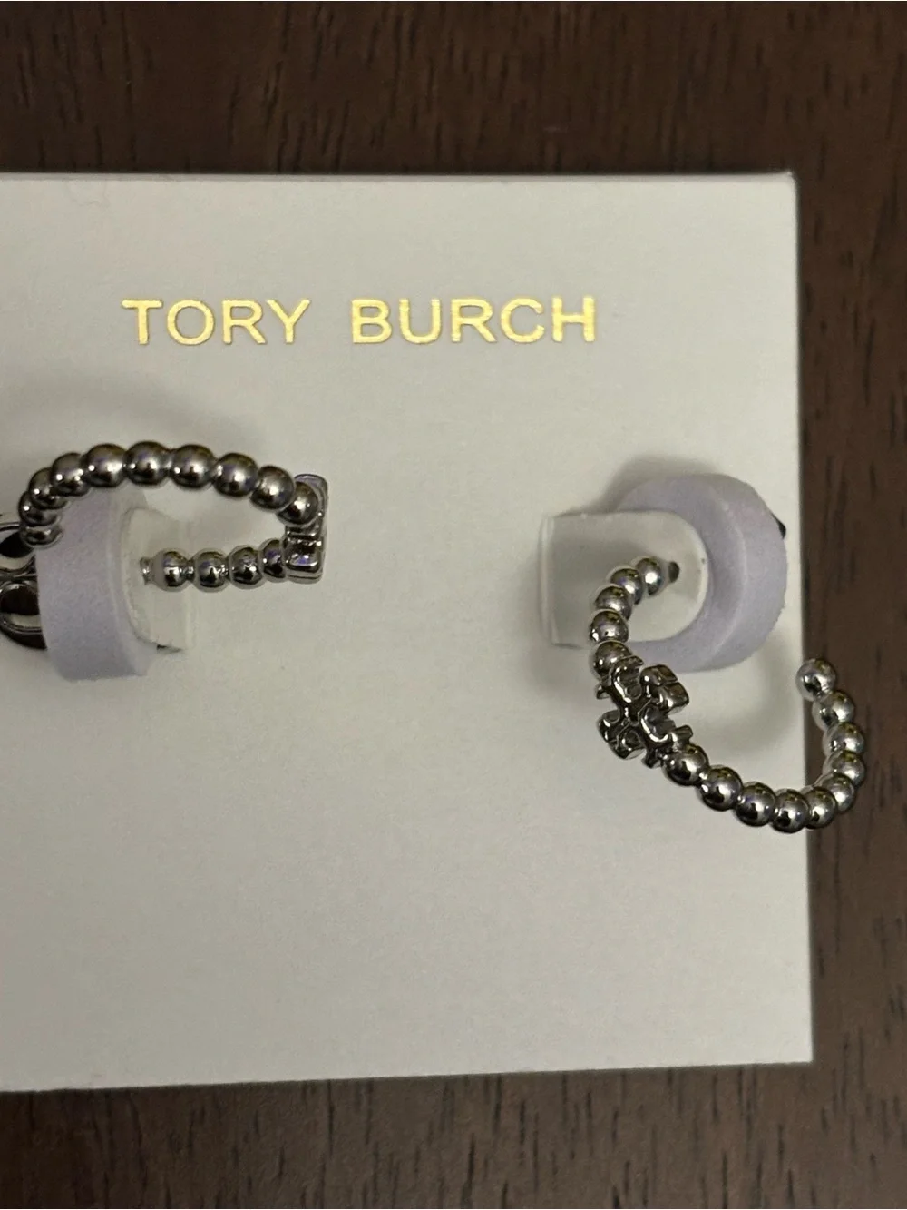 Brand new silver plated, Tory Burch hoop earrings